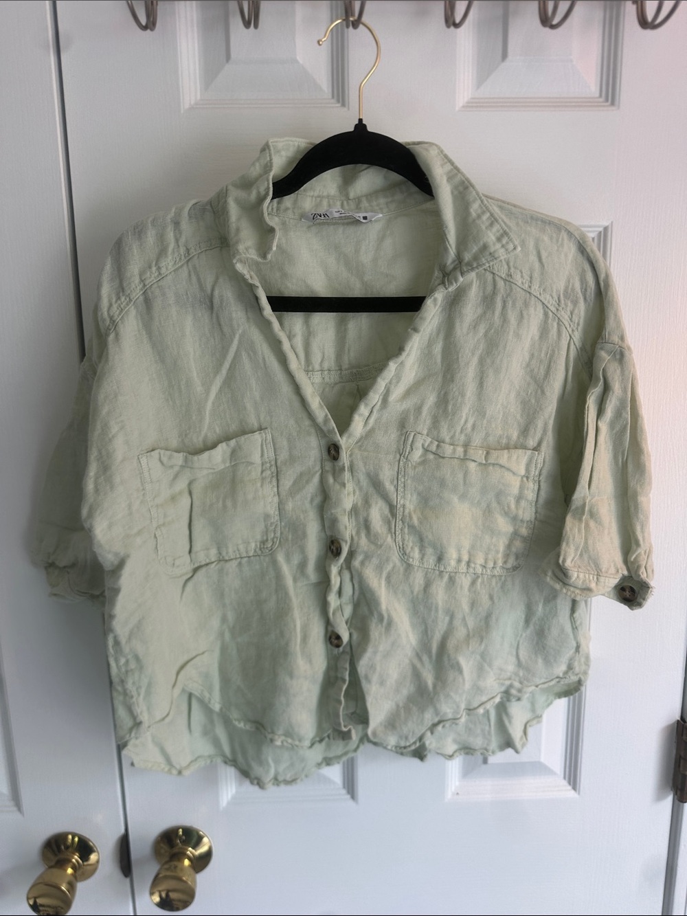 Zara Pale Sage Linen Shirt